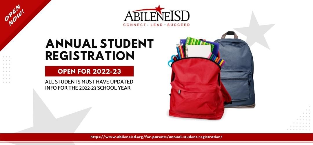 Annual Student Registration Open for the 2022-23 School Year